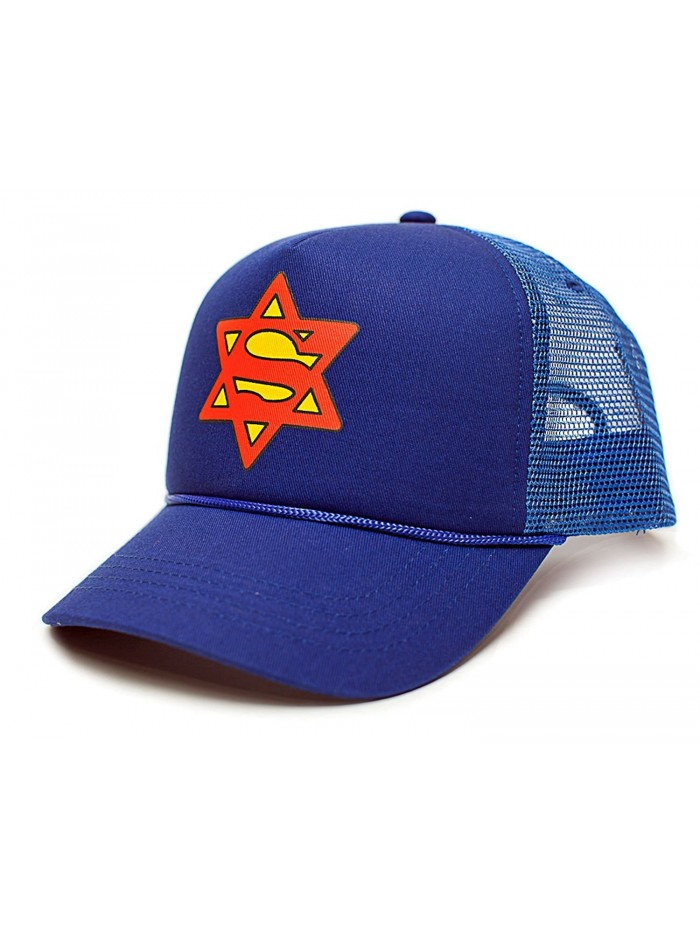 Super Jew Star Of David Funny Unisex-Adult One Size Trucker Hat Cap Royal - CG12J5BM3YH