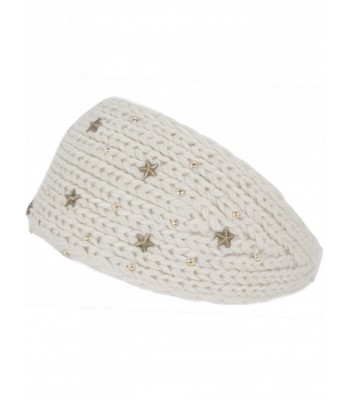 Dahlia Women's Knitted Buttoned Headband - Star-Dazzeled - Cream - Cream - CS1207B0GCP