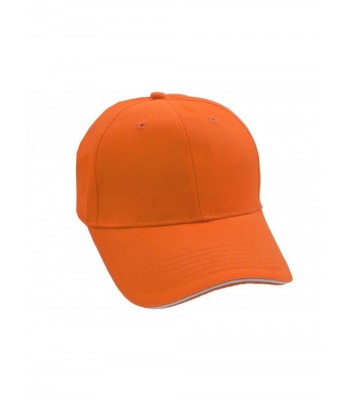 Low Profile Baseball Cap - Solid Color Shell Athletic Hat - Orange/White - CA11EDJFUYH