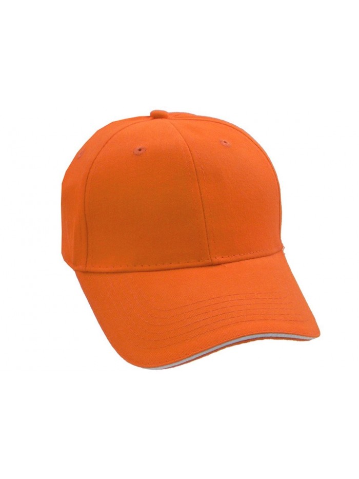 Low Profile Baseball Cap - Solid Color Shell Athletic Hat - Orange/White - CA11EDJFUYH