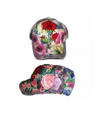 Roses Designer Style Rhinestones Baseball Caps Hats (WomCapJ6 Z) - C618747ADCQ