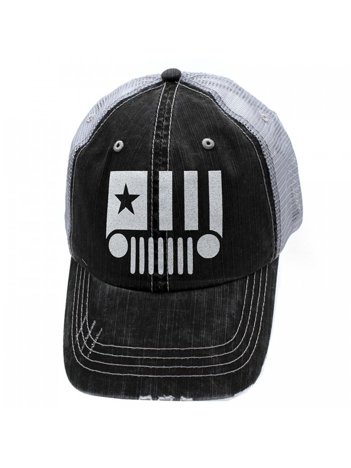 Jeep Starter Glittering Trucker Style Cap Hat Grey Grey White - CU12NH7CGXH