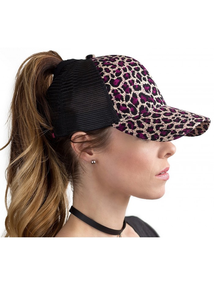 BOEKWEG The Original Fashionable Ponytail Hat. (Purple Leopard/Cream) - C912NRV2X5D