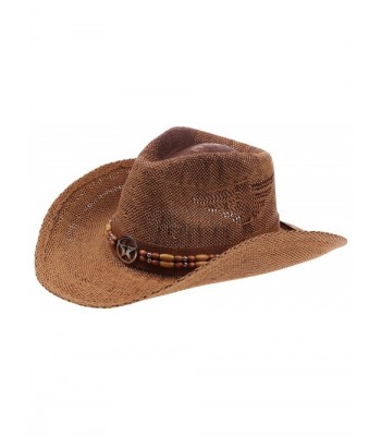 Enimay Western Outback Cowboy Hat Men's Women's Style Straw Felt Canvas - Star Brown - CM182AN0QKN