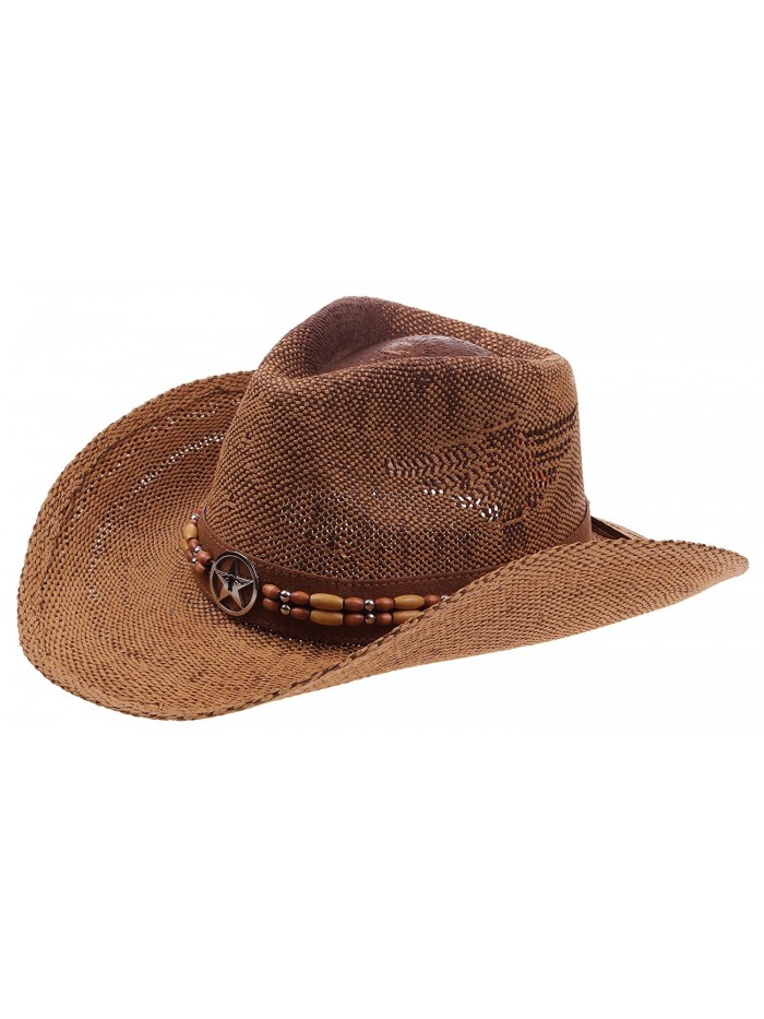 Enimay Western Outback Cowboy Hat Men's Women's Style Straw Felt Canvas - Star Brown - CM182AN0QKN