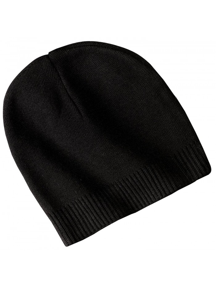 Port Authority Men's 100% Cotton Beanie - Black - C211NGRQV63