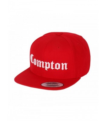 1611MAIN Compton Embroidery Flat Bill Adjustable Yupoong Cap by Flexfit (More Colors) - Red - CK129AOFFED
