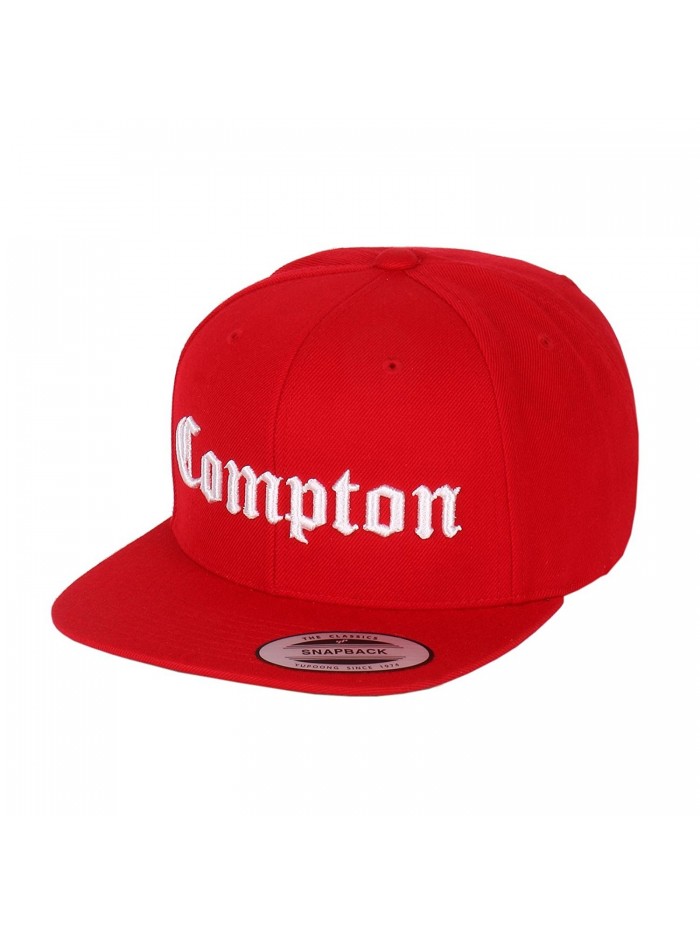 1611MAIN Compton Embroidery Flat Bill Adjustable Yupoong Cap by Flexfit (More Colors) - Red - CK129AOFFED