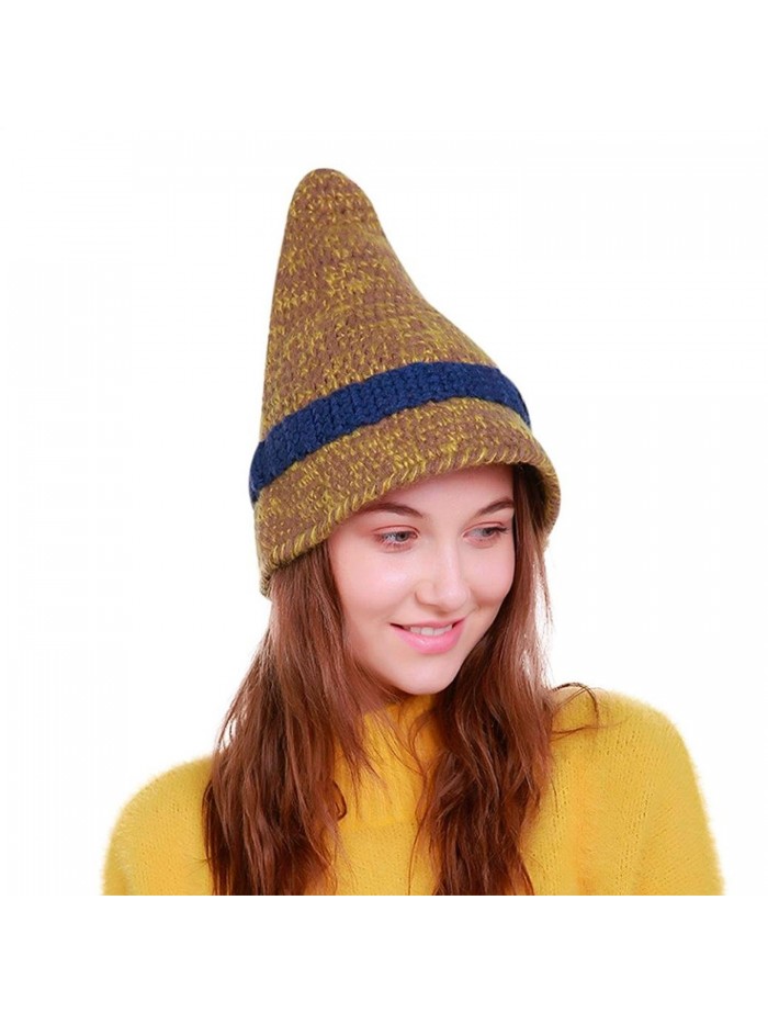 Permen Perman Women Knit Witch Hats Winter Warm Soft Beanie Caps - Yellow - CD188HN5STY