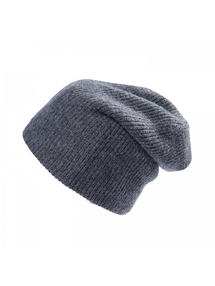 RIONA Women&lsquos 100% Australian Merino Wool Knit Beanie Hat Warm Skull Caps Headwear - Dark Grey - CE1869CTLO3