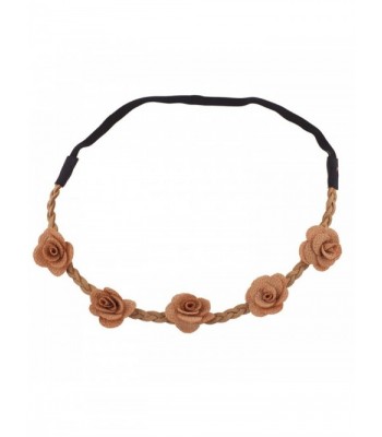 Lux Accessories Tan Rose Fabric Woven Floral Flower Stretch Headband Head Band - C6125R4679N