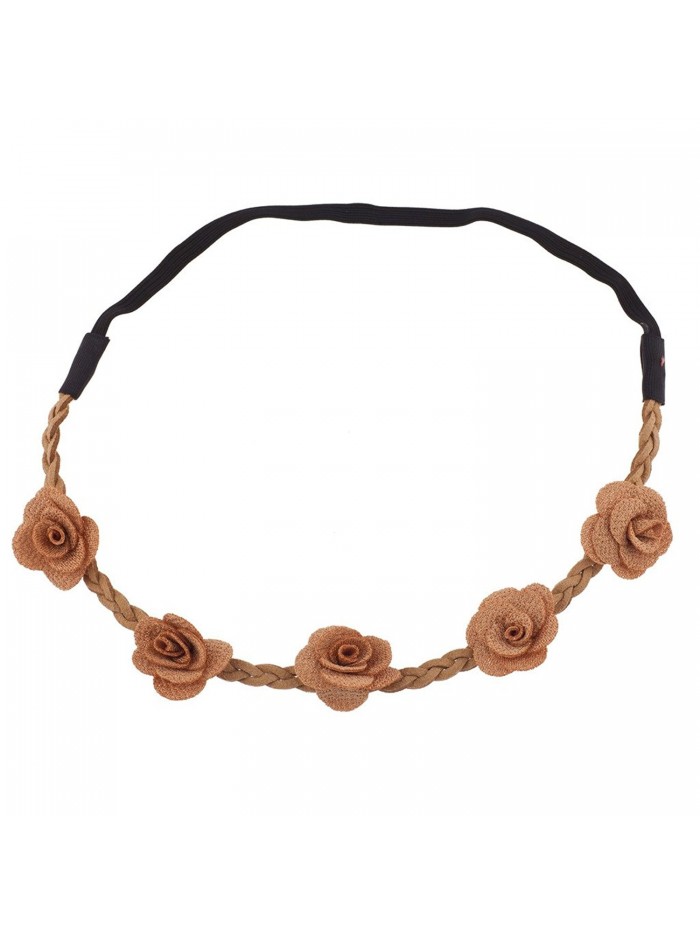Lux Accessories Tan Rose Fabric Woven Floral Flower Stretch Headband Head Band - C6125R4679N