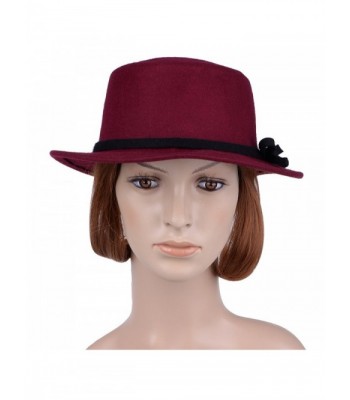 VBIGER Wool Flat Brim Fedora in Women's Fedoras