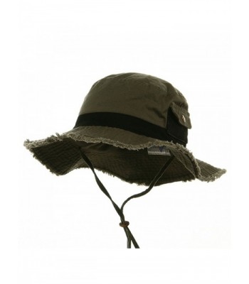 Washed Frayed Bucket Hats-Olive Black W11S39D - CV111GHYZAX