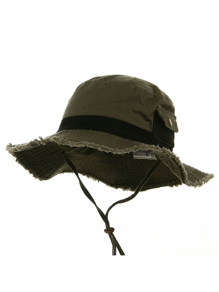 Washed Frayed Bucket Hats-Olive Black W11S39D - CV111GHYZAX