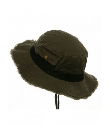 Washed Frayed Bucket Hats Olive Black