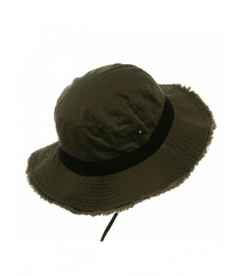 Washed Frayed Bucket Hats Olive Black in Women's Bucket Hats