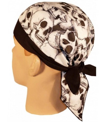 Skull Cap Biker Caps Headwraps Doo Rags - Large Skulls on Black - CS12ELHNZ2T