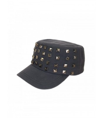 Adjustable Cotton Military Style Studded Front Army Cap Cadet Hat - Diff Colors Avail - Charcoal - CV11KUTXPFF