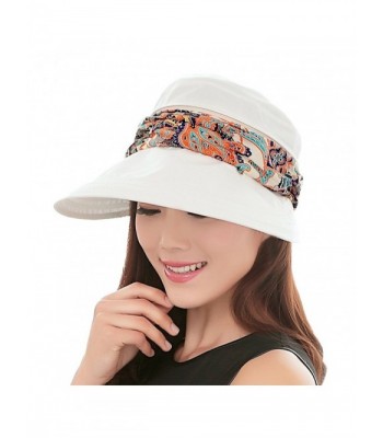 Thenice Wide Brim Floppy Sun Visor UV Protection Summer Beach Hat - White - C212GQDC1JJ