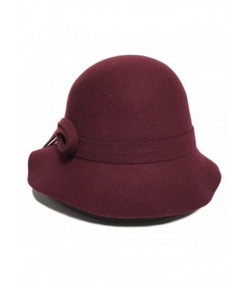 Womens Cloche Winter Black Burgundy in Women's Fedoras