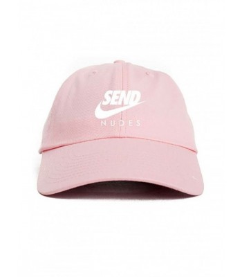 Send Nudes Unstructured Baseball Dad Hat Cap - Pink - C412O7H0MPN