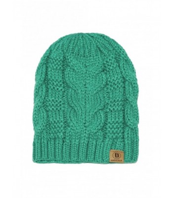 BASICO Unisex Warm Chunky Soft Stretch Cable Knit Beanie Cap Hat - 102 Bean Green - C91889Z7CXO