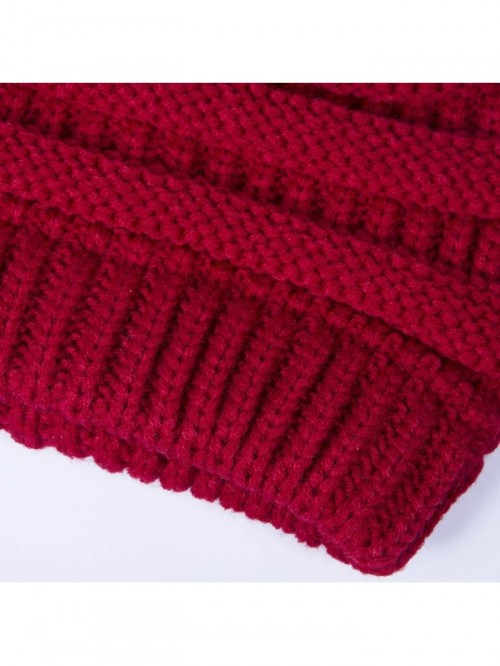 Womens Ponytail Messy Bun Beanie Hats- Soft Stretch Cable Knit Hat - CC ...