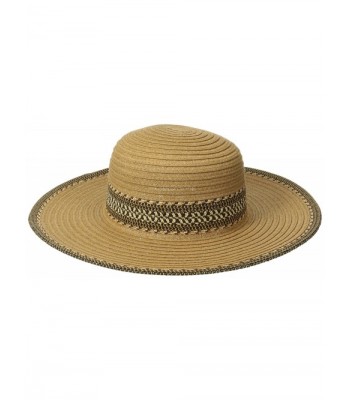 San Diego Hat Company Women's Ultrabraid Sun Brim Hat with Contrast Pattern Band - Camel - CI11S3UNFE9