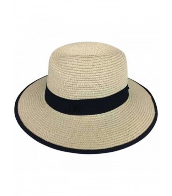 JOYEBUY Womens UPF50 Foldable Summer Straw Hat Wide Brim Fedora Sun Beach Hat - Style E-khaki - CY18CD9CEEZ