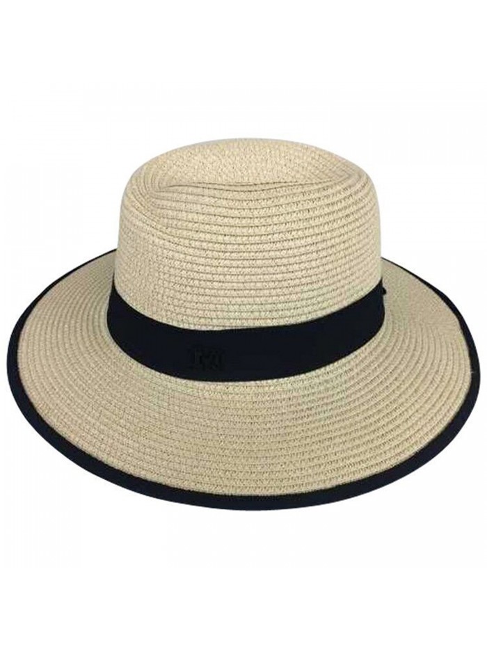 JOYEBUY Womens UPF50 Foldable Summer Straw Hat Wide Brim Fedora Sun Beach Hat - Style E-khaki - CY18CD9CEEZ