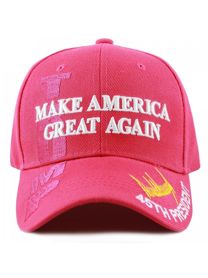 The Hat Depot Exclusive 45th President Trump "Make America Great Again" 3D Cap - Hot Pink - CZ17YQ7CA44