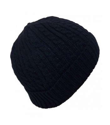 Angela & Williams Adult Tight Cable & Rib Knit Cuffed Winter Hat (One Size) - Black - CR11SFJQ8GP