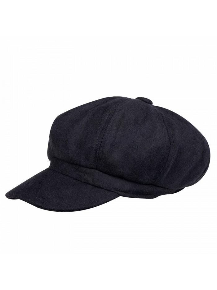 VBIGER newsboy Hat Beret Hat Fedora Wool Blend Cap Collection Hats Cabbie Visor Cap For Men Women - Black - CD125LOGLMR