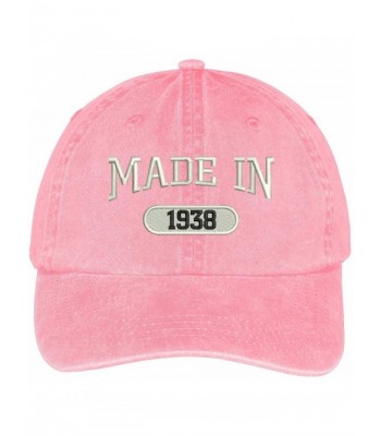 Trendy Apparel Shop 80th Birthday - Made In 1938 Embroidered Low Profile Washed Cotton Baseball Cap - Pink - CS12NZ0Z5LE
