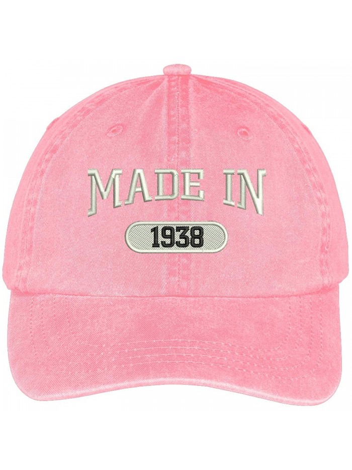 Trendy Apparel Shop 80th Birthday - Made In 1938 Embroidered Low Profile Washed Cotton Baseball Cap - Pink - CS12NZ0Z5LE