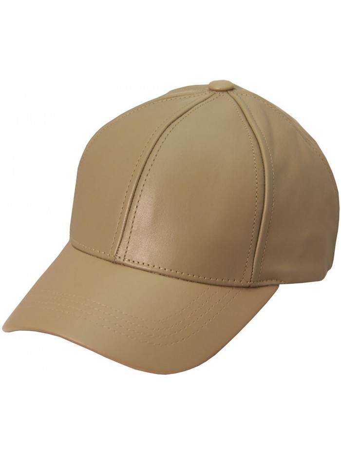 Genuine Leather Baseball Cap Hat Made In The USA (Khaki) - CG119TIUUNX