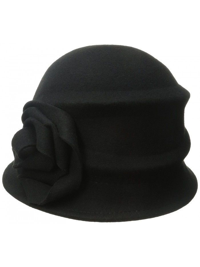 Betmar Women's Alexandrite Wool Trilby Hat With Flower Trim - Black - CP1190984D9