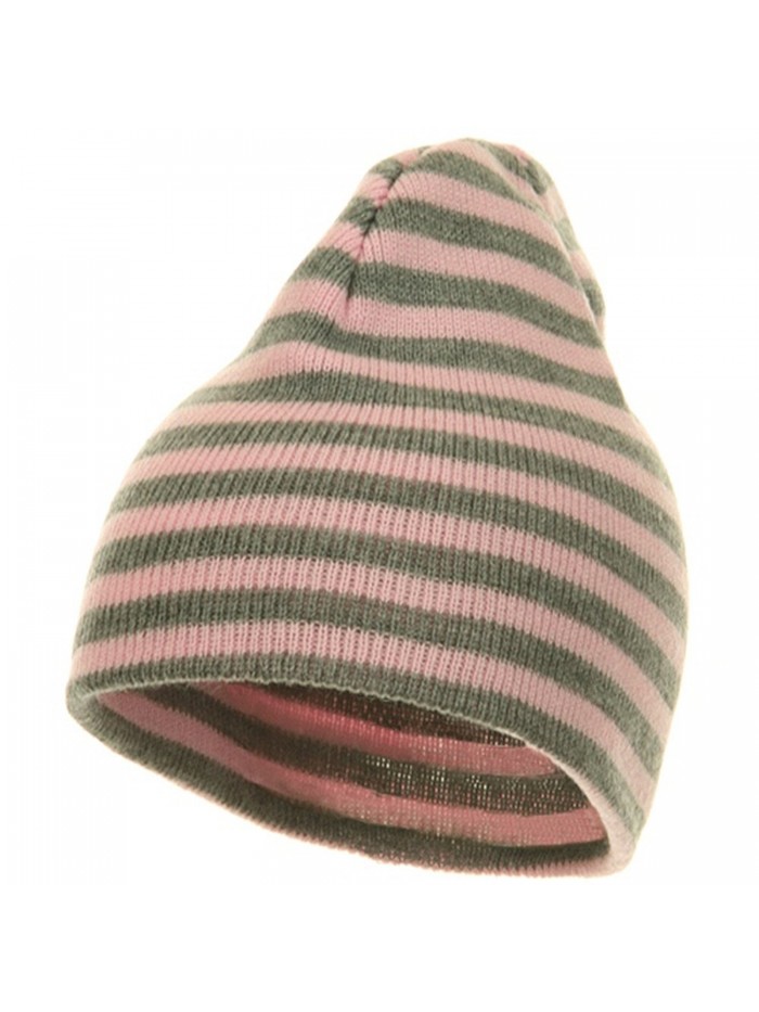 Trendy Striped Beanie - Pink Grey - CY114YSOQQZ