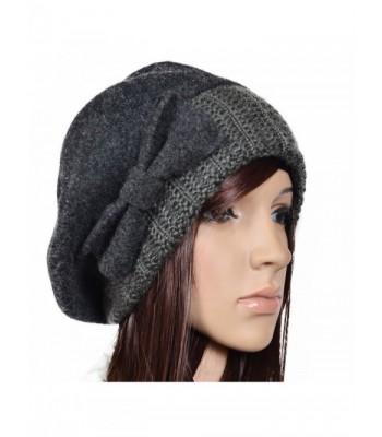 Z&s Chic Women Wool Bow Beret Knit Cap Gray - CZ11PU2WSPZ