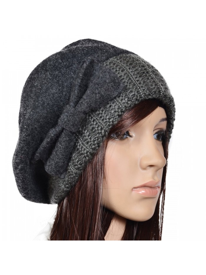 Z&s Chic Women Wool Bow Beret Knit Cap Gray - CZ11PU2WSPZ