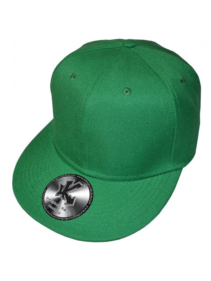 Plain Green Flat Peak SnapBack Baseball Cap - C0119P50MPV
