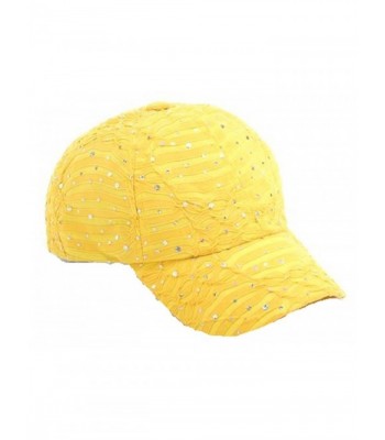 Glitzy Game Crystal Sequin Trim Women's Adjustable Glitter Baseball Cap YELLOW - CE11U7YJ859