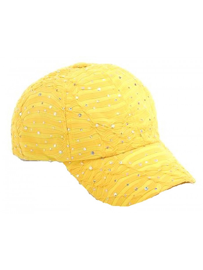 Glitzy Game Crystal Sequin Trim Women's Adjustable Glitter Baseball Cap YELLOW - CE11U7YJ859