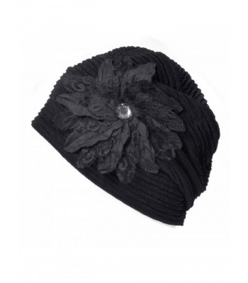 Casualbox Charm Womens Flower Hat Beanie Cute Slouchy Ladies Fashion Elegant Floral - Black - CH1256XB0BF