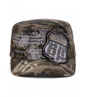 TopHeadwear Route 66 Grey Distressed Cadet Cap - Camo - CW11O2CZGF3