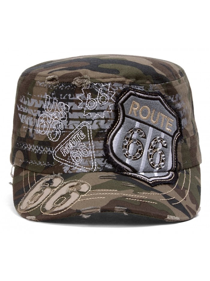 TopHeadwear Route 66 Grey Distressed Cadet Cap - Camo - CW11O2CZGF3