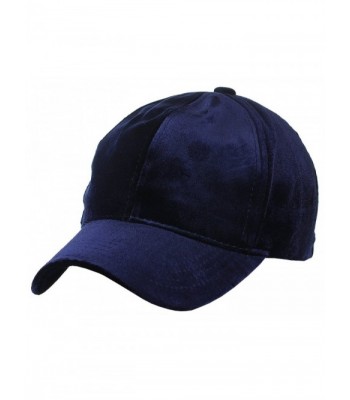 C.C Unisex Soft Velvet Crushable Blank Adjustable Baseball Cap Hat - Navy - CJ187DSKKMS