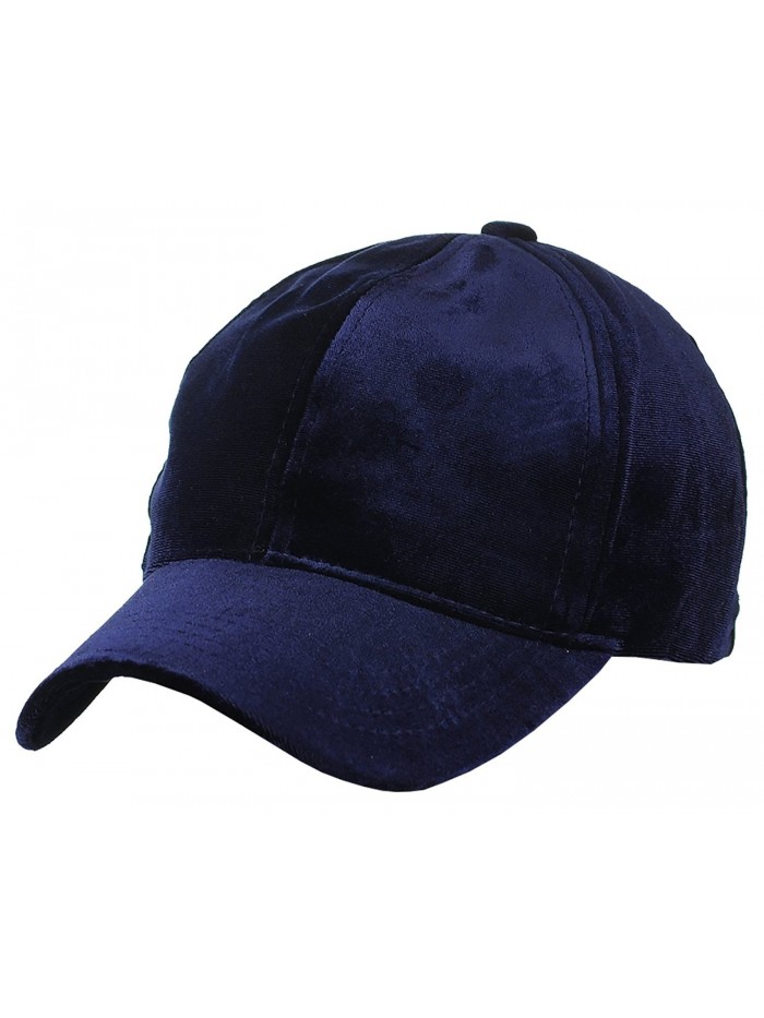 C.C Unisex Soft Velvet Crushable Blank Adjustable Baseball Cap Hat - Navy - CJ187DSKKMS