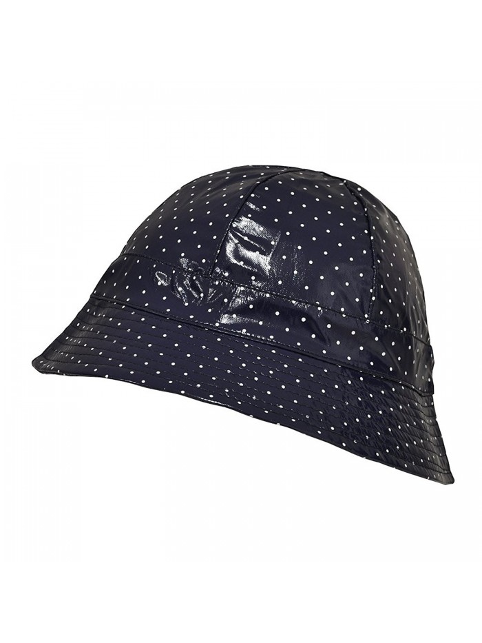 TOUTACOO Waterproof Vinyl Bucket Rain Hat - Polka Dot - Blue - CF11UYFMDI5